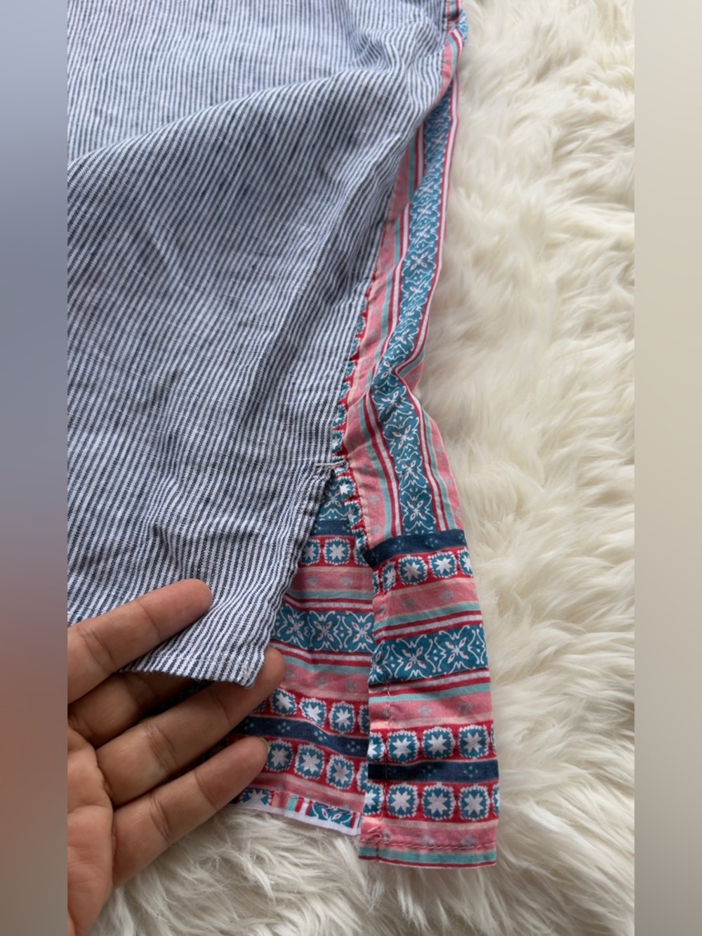 J. Jill Striped Front Shirt with Teal & Coral Patterned Back - Picture 6 of 9